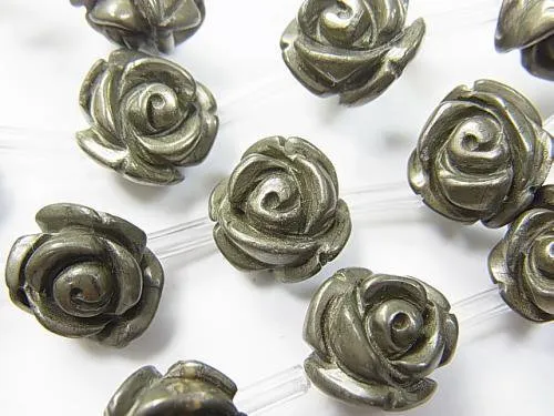 pyrite flower carving for jewelry