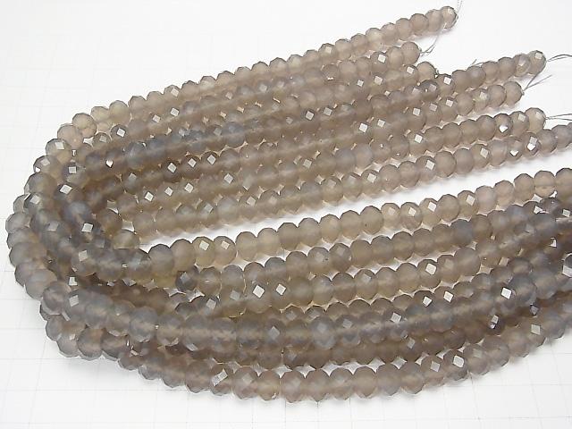 [Video] High Quality! Gray Onyx AAA Faceted Button Roundel 10x10mm half or 1strand beads (aprx.15inch / 36cm)