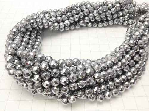Magnetic! 1strand $7.79! Hematite 64 Faceted Round 6 mm silver coating 1 strand