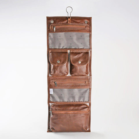 KaryKase: Thandana Roll Up Leather Toiletry Bag with Hook