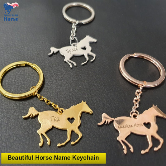 Beautiful Custom Name Horse Keychain