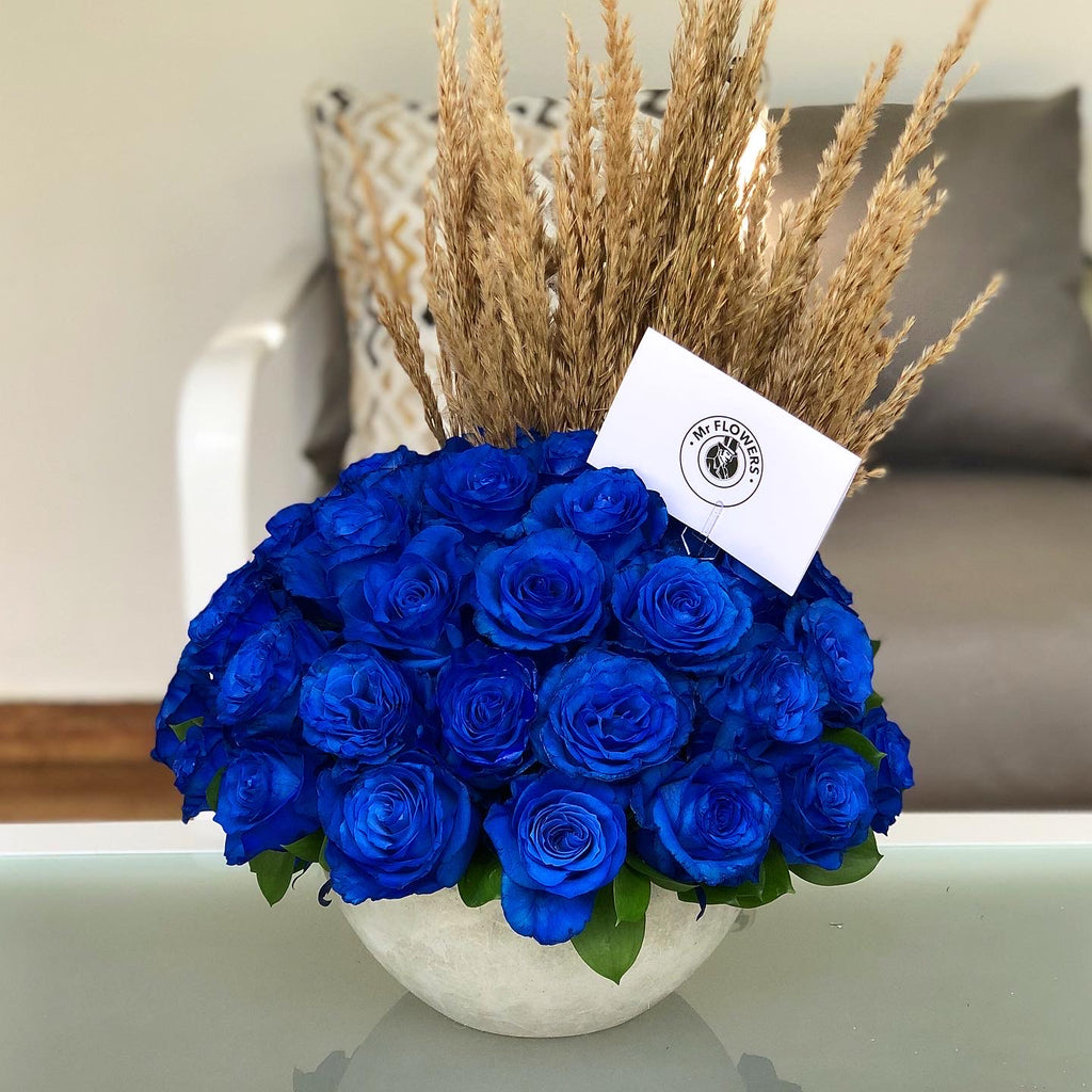 Concreto 50 Rosas Importadas Azules – Mr Flowers Shop