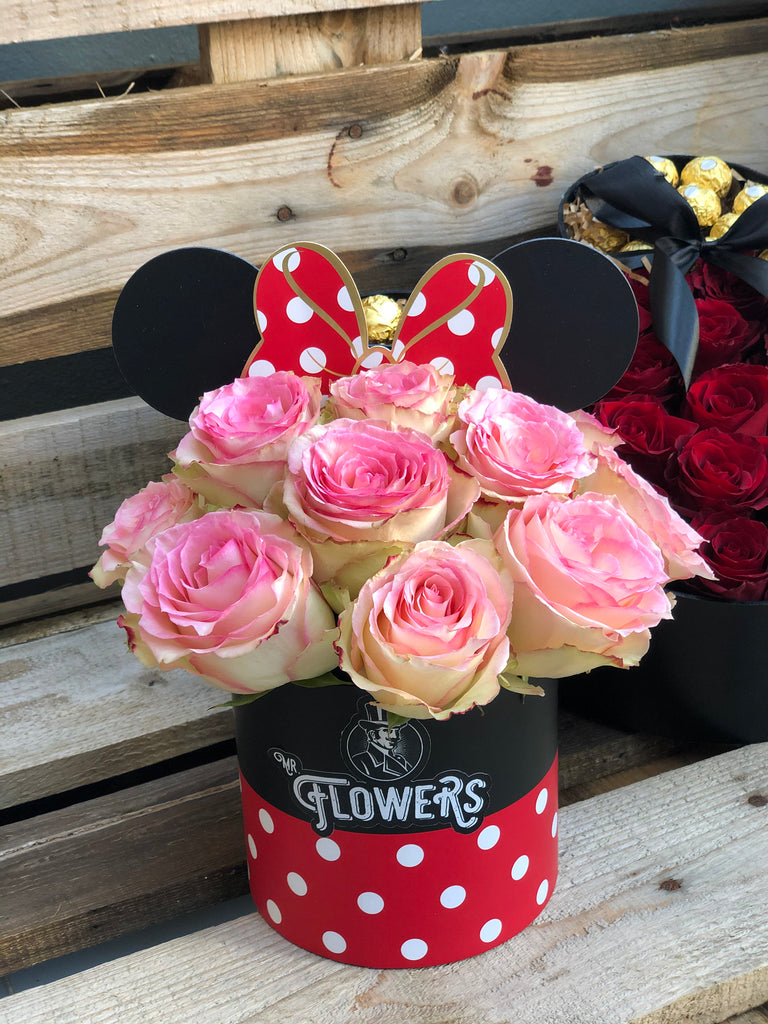 Box Minnie Mouse Floral Box Topper 12 Rosas Importadas – Mr Flowers Shop