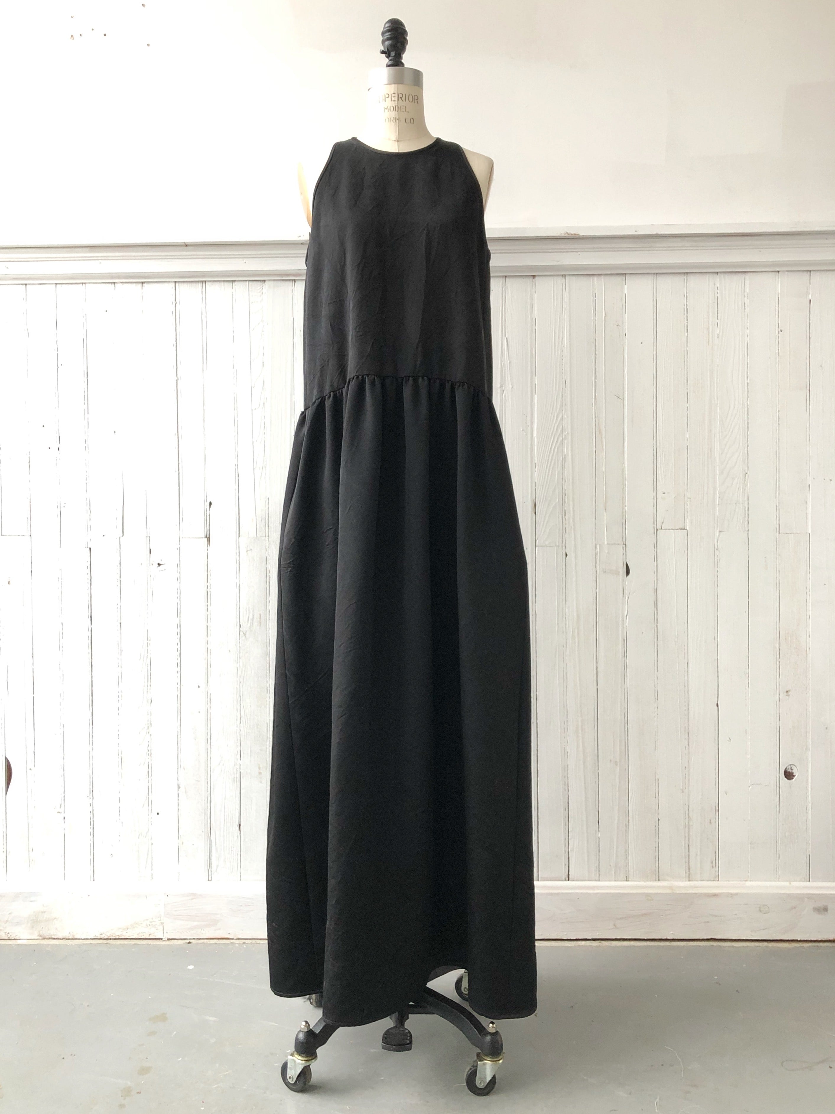 black silk tank dress