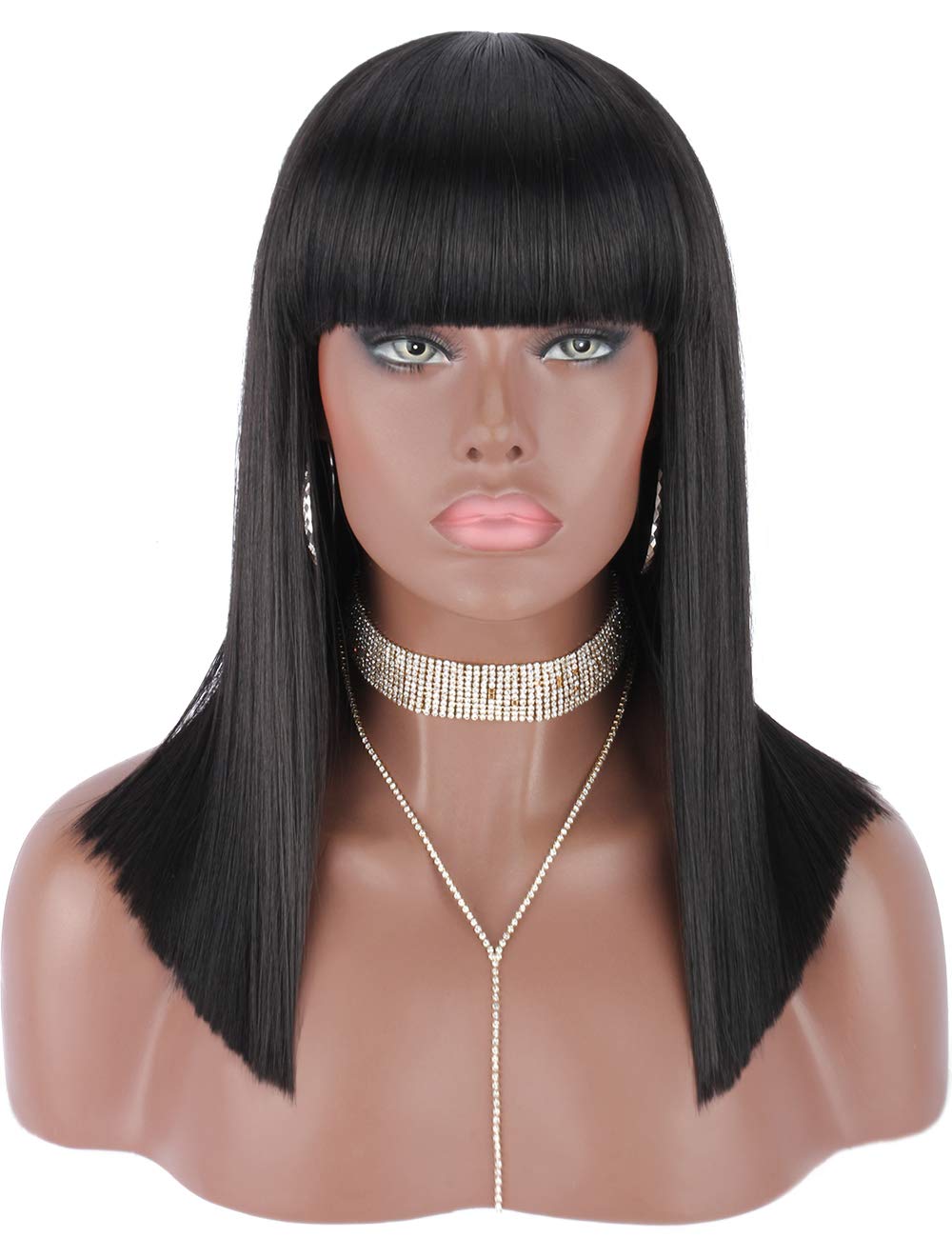 black bob wig with fringe