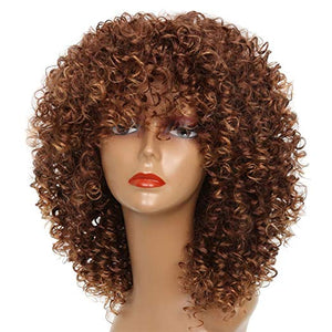 short curly light brown wig