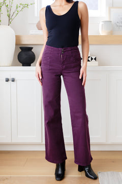 Mica Denim High Rise Wide Leg Jeans in Plum