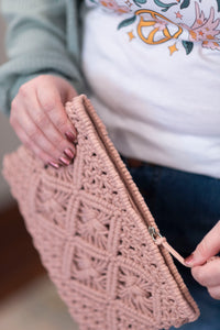 Crochet Tassel Clutch in Pink