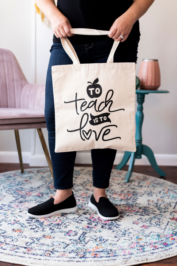 Teacher's Heart Reusable Canvas Bag - choosebettercheese