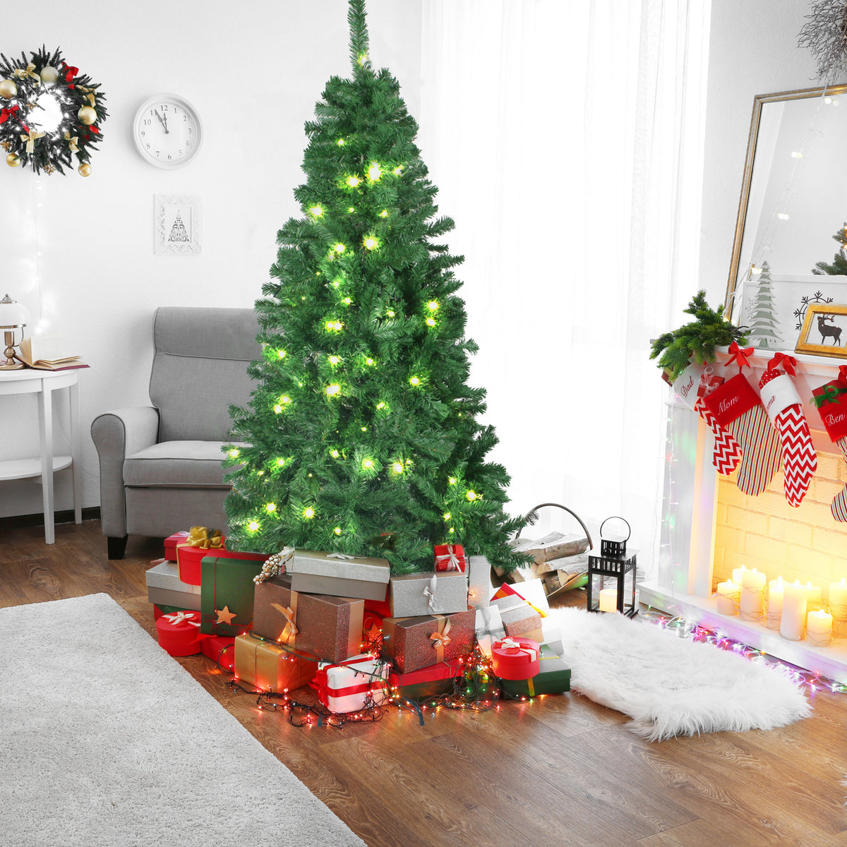 Arbol Navidad Verde 190 Cm Frondoso Luces Led 736 Ramas – Jardimex