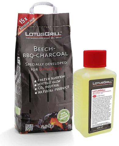 LotusGrill Beechwood Lump Charcoal and BBQ Ignition Gel