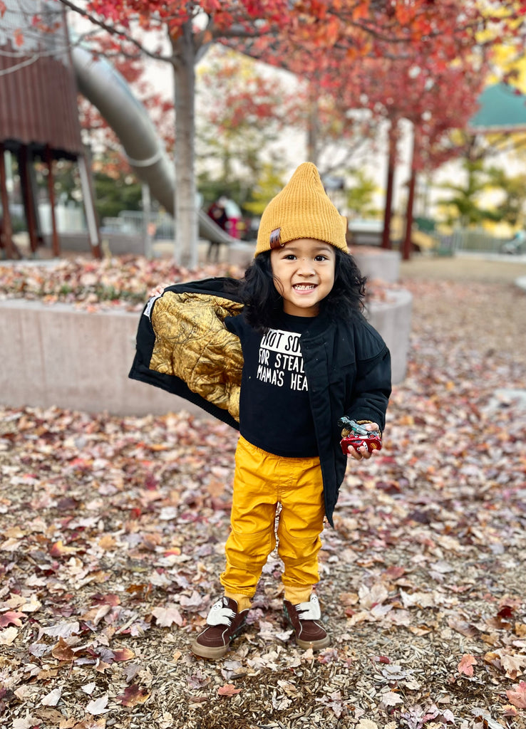 Kingston Santana wearing the Black Derby Kids Jacket