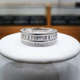 925 Sterling Silver Half Eternity Baguette and Round Cz's Silver Ring