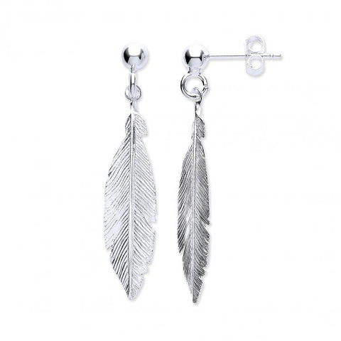 925 Sterling Silver Feather Drop Earrings – Claro Jewels