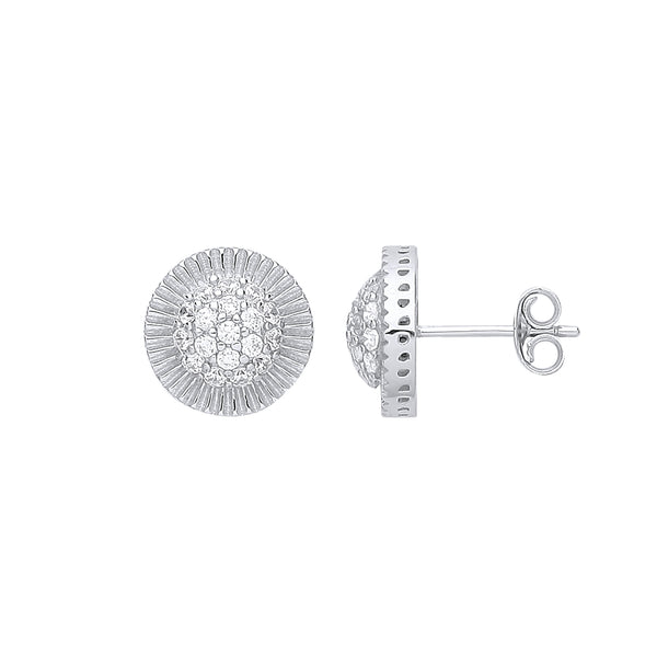 925 Sterling Silver Style Round 11mm Stud CZ Earrings