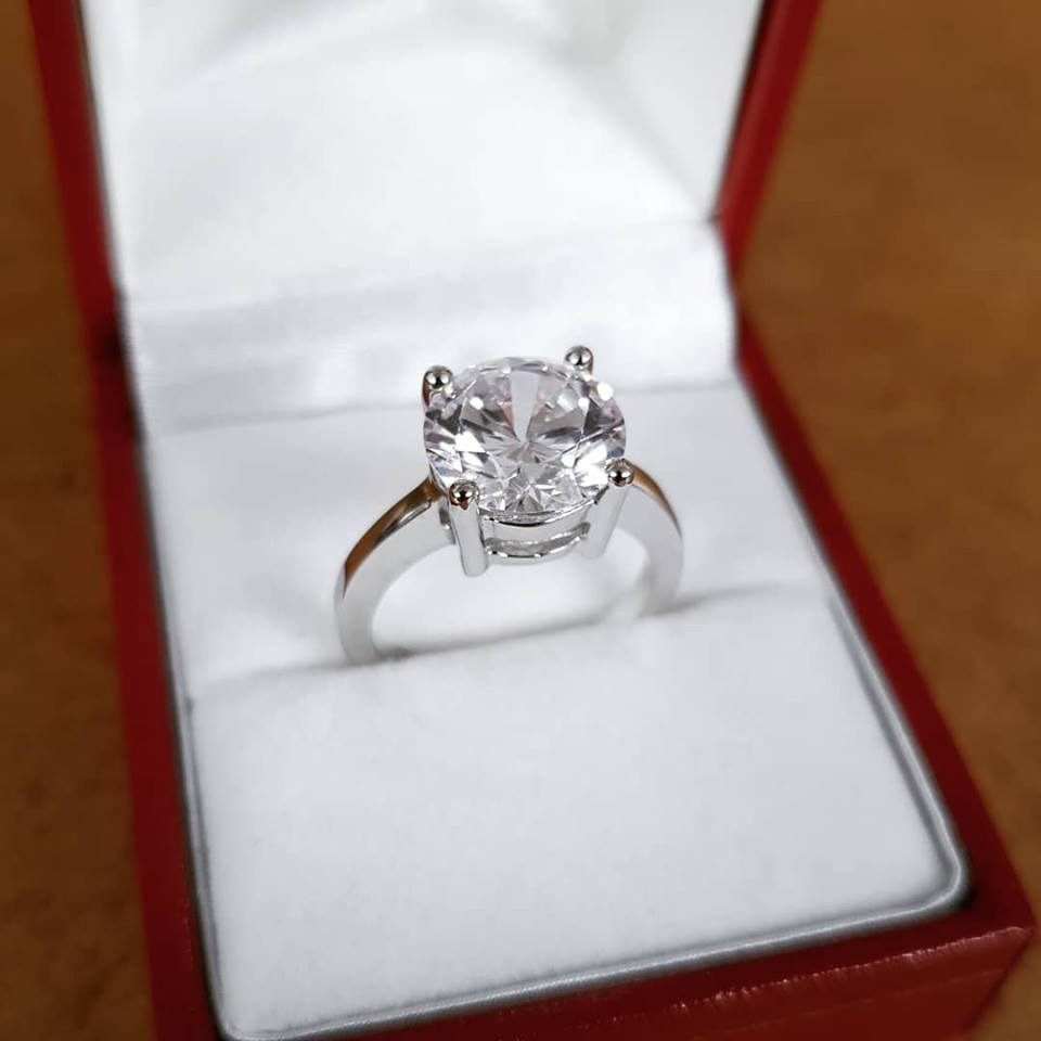 simple solitaire cz engagement ring