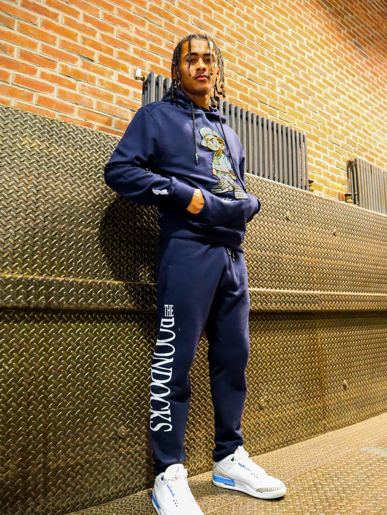 deKryptic x The Boondocks - Riley Embroidered Navy Sweatpants – de•Kryptic