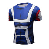 CosFitness Anime My Hero Academia Costume UA Uniform Workout 3D Muscle Compression Short Sleeve Tee for Men