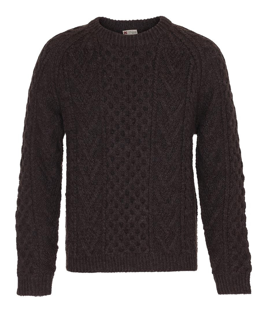 Håndstrikket Honeycomb Crew Carraig Donn Brown – sweater-ireland.dk