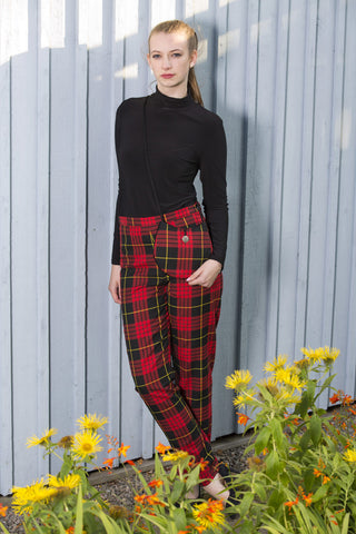 Flared trousers  RedChecked  Ladies  HM IN