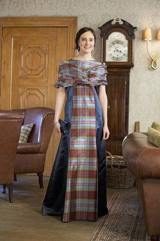 silk tartan evening dress