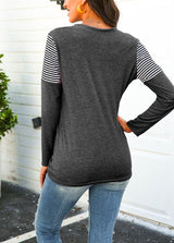 Long Sleeve Patchwork Casual T-shirt