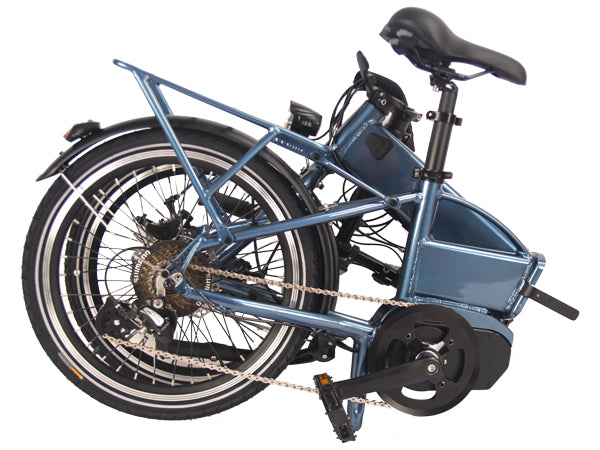 The electric Folding bike easily folds with a double locking safety hinge.