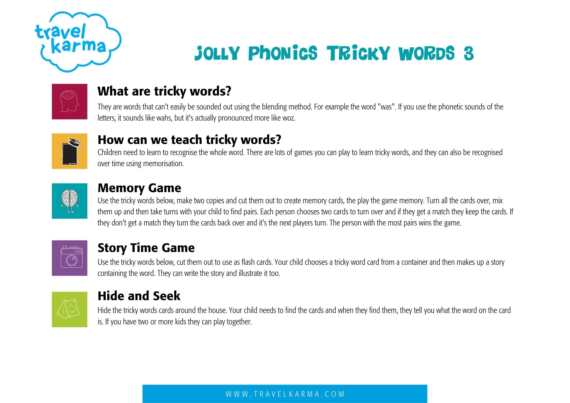 Jolly Phonics Tricky Words Worksheets For Kindergarten