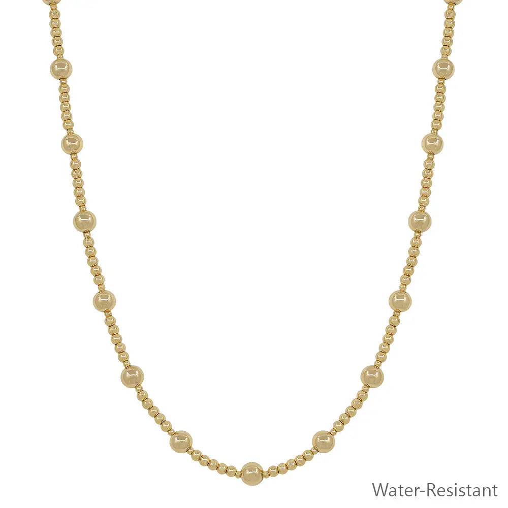 3MM AND 6MM BEAD NECKLACE-GOLD