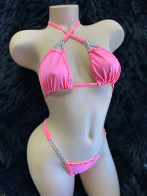 Coral Chain Rhinestone G-String Bikini - The Sultry Vixen 