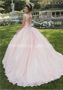 M2K89409  Three-Dimensional Floral Quinceañera Dress with