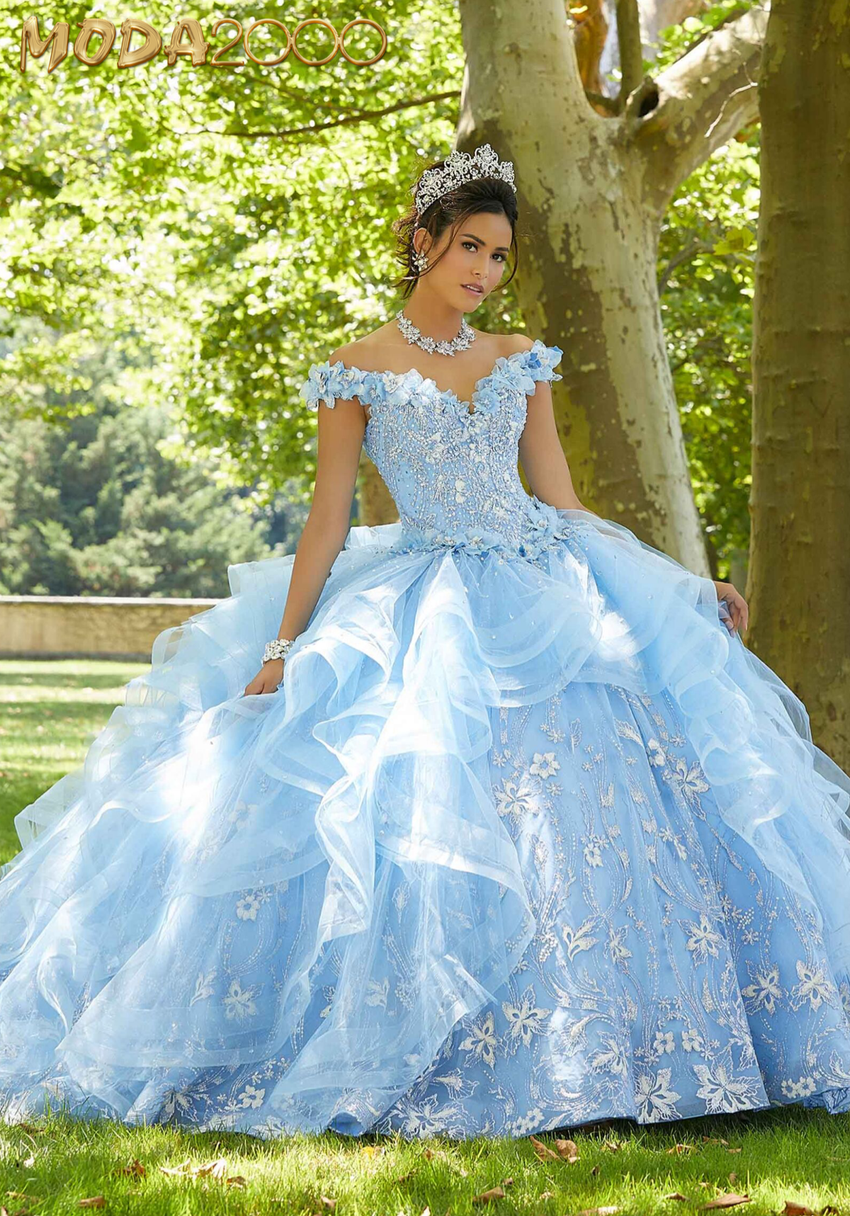 M2K34063 | Floral Patterned Glitter Quinceañera Dress – Moda 2000 LLC