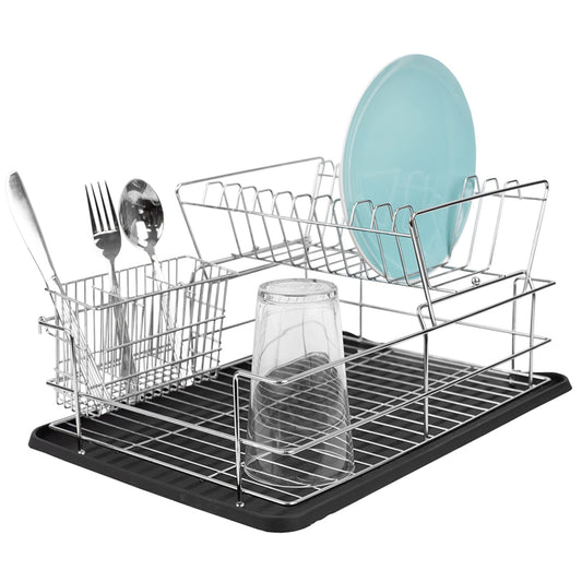 Home Basics 2-Tier Plastic Dish Drainer, White – DaysMarketplace