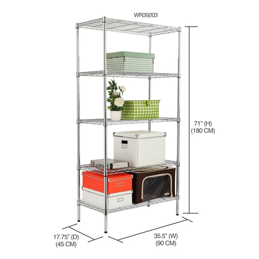 Small 4 Tier Metal Rack, (14” x 14” x 58”), Off-White