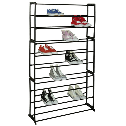 Simplify Grey Metal Shoe Rack, 10 Tier Shoe Storage Organizer, Holds 50  Pairs of Shoes, Freestanding Shoe Shelf, 59.5-in H x 36.6-in W x 11.8-in D  in the Shoe Storage department at