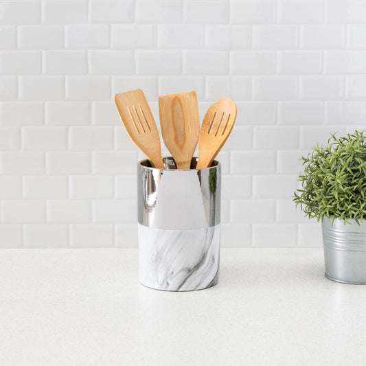 White Marble Kitchen Utensil Holder, Kitchen Accessories