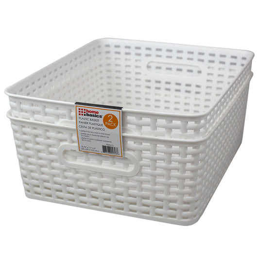 Trellis 13.5 x 11.25 x 5.25 Multi-Purpose Stackable Plastic Storage  Basket, (Pack of 2), STORAGE ORGANIZATION