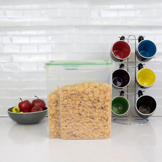 Home Basics Small Plastic Cereal Dispenser with Pour Spout, Clear