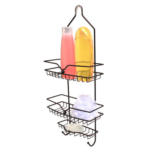 Medium Cubic Patterned Plastic Shower Caddy with Suction Cups, Clear