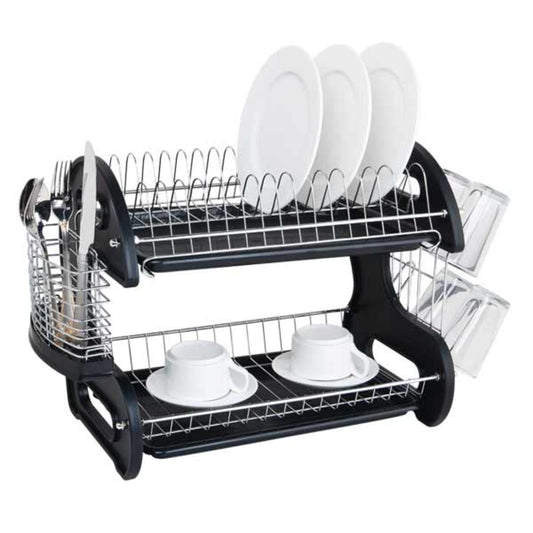 Home Basics Deluxe Black 2-Tier Dish Rack HDC51490 - The Home Depot