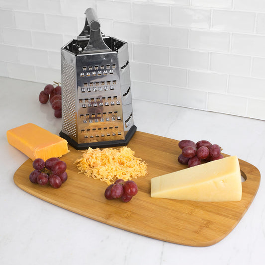Michael Graves Design Comfortable Grip Non-Skid Pyramid Shaped Stainless  Steel Box Cheese Grater with Handle, Indigo, FOOD PREP