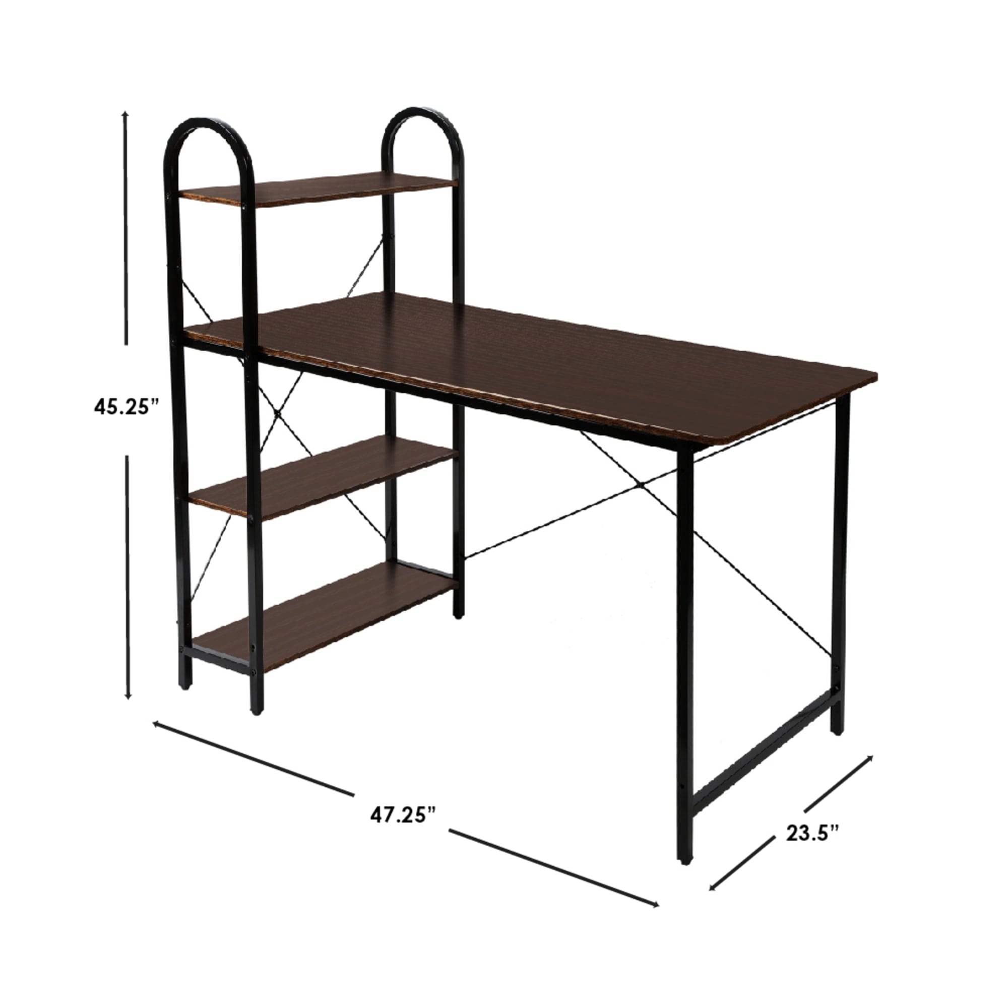 desk with 4 tier shelves