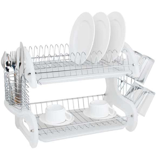 Home Basics Deluxe Black 2-Tier Dish Rack HDC51490 - The Home Depot