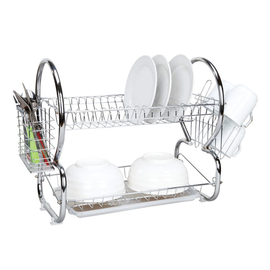 Homelife Matt Black 2-Tier Steel Dish Drainer