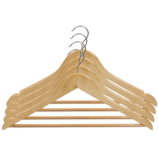 Home Basics Non-Slip Curved Ultra Smooth Wood Hanger with Metal Clips,  (Pack of 3), Cherry