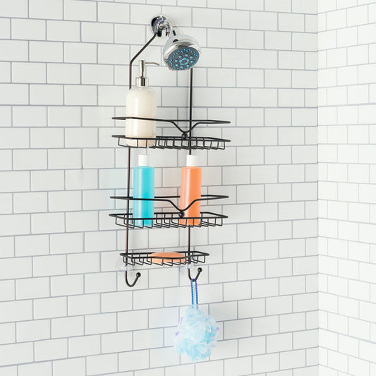 Home Basics Unity 2 Tier Shower Caddy with Bottom Hooks and Center