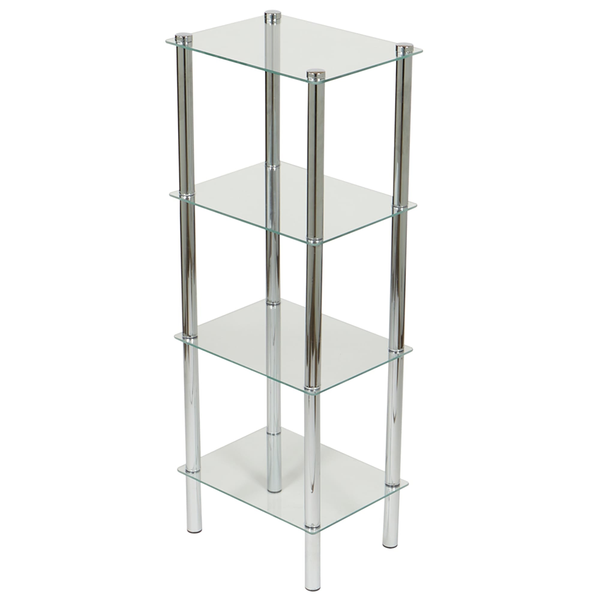 Tier Multi Use Rectangle Glass Corner Shelf, Clear