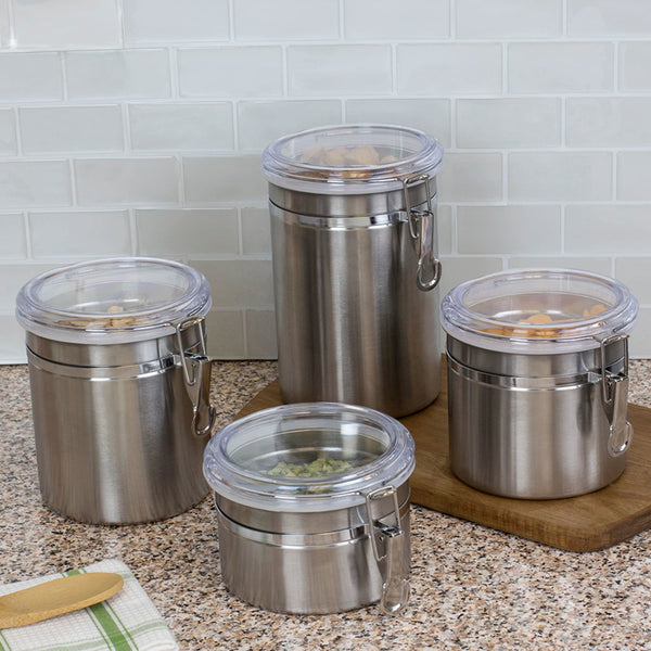 4 Piece Stainless Steel Canister Set | FOOD PREP | SHOP HOME BASICS ...