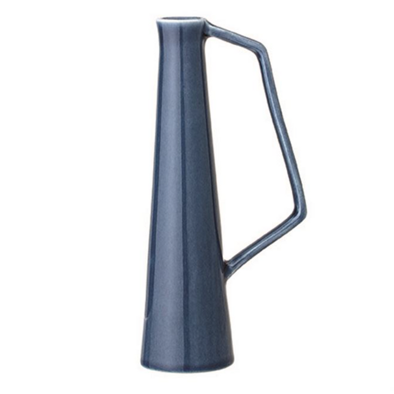 Stoneware Vase w/ Handle - Blue