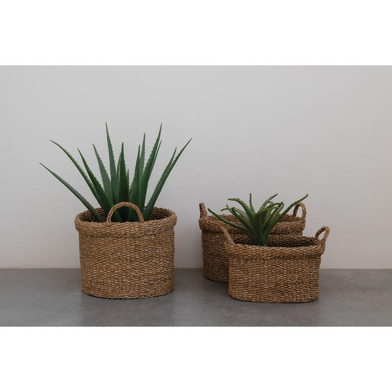 Oval Seagrass Baskets w Handle